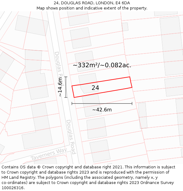 24, DOUGLAS ROAD, LONDON, E4 6DA: Plot and title map
