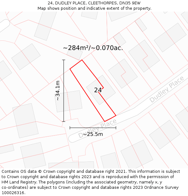 24, DUDLEY PLACE, CLEETHORPES, DN35 9EW: Plot and title map
