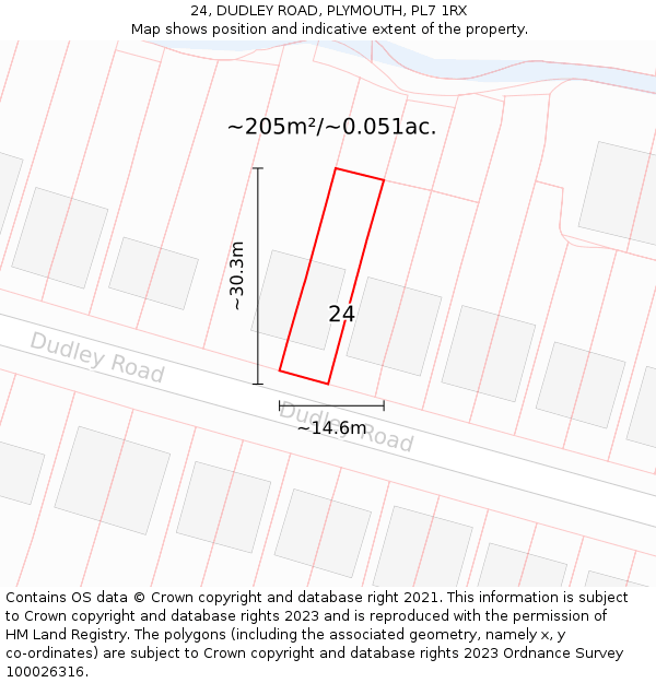 24, DUDLEY ROAD, PLYMOUTH, PL7 1RX: Plot and title map