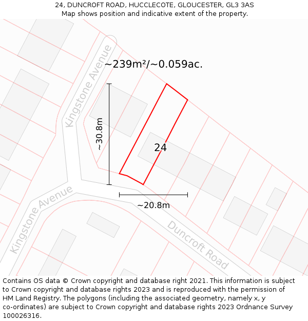 24, DUNCROFT ROAD, HUCCLECOTE, GLOUCESTER, GL3 3AS: Plot and title map