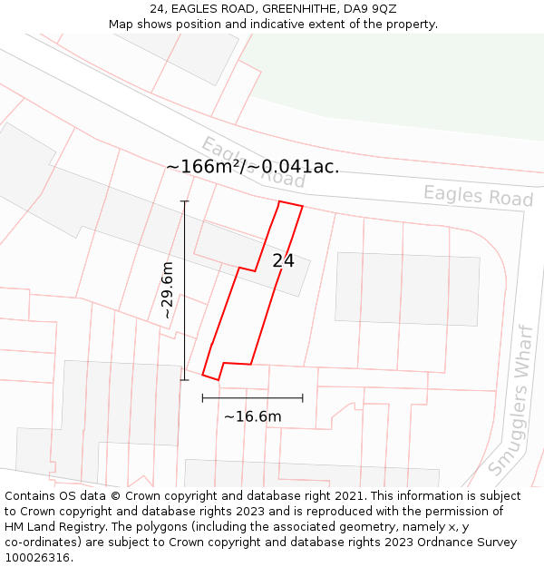 24, EAGLES ROAD, GREENHITHE, DA9 9QZ: Plot and title map