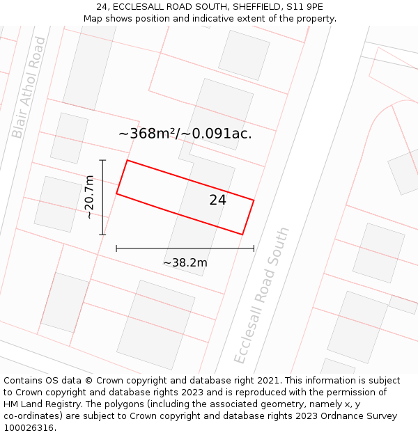 24, ECCLESALL ROAD SOUTH, SHEFFIELD, S11 9PE: Plot and title map
