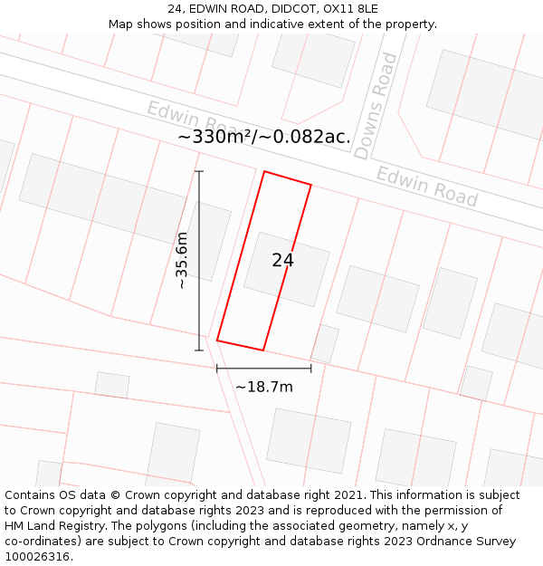 24, EDWIN ROAD, DIDCOT, OX11 8LE: Plot and title map