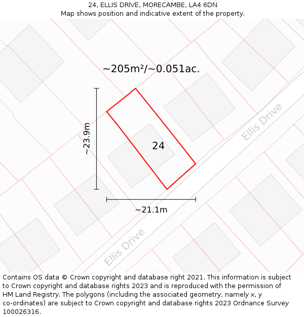 24, ELLIS DRIVE, MORECAMBE, LA4 6DN: Plot and title map