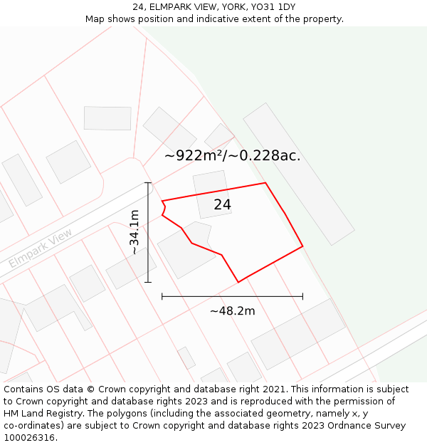 24, ELMPARK VIEW, YORK, YO31 1DY: Plot and title map
