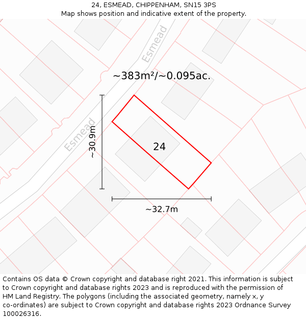24, ESMEAD, CHIPPENHAM, SN15 3PS: Plot and title map