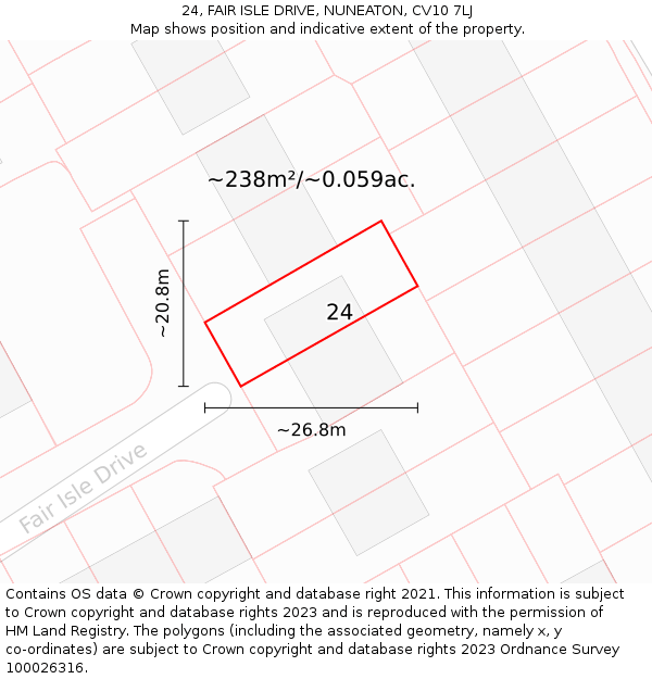 24, FAIR ISLE DRIVE, NUNEATON, CV10 7LJ: Plot and title map