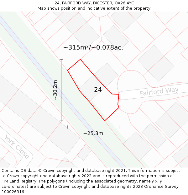 24, FAIRFORD WAY, BICESTER, OX26 4YG: Plot and title map
