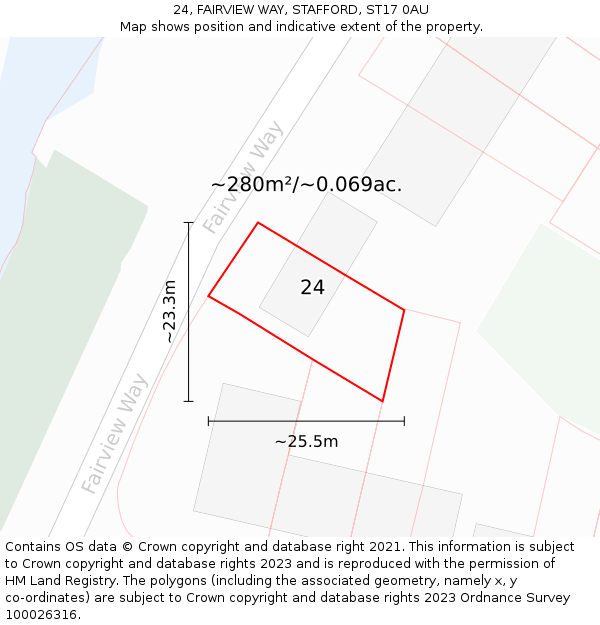 24, FAIRVIEW WAY, STAFFORD, ST17 0AU: Plot and title map