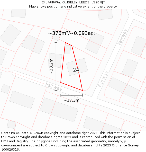 24, FAIRWAY, GUISELEY, LEEDS, LS20 8JT: Plot and title map
