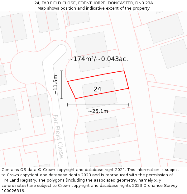 24, FAR FIELD CLOSE, EDENTHORPE, DONCASTER, DN3 2RA: Plot and title map