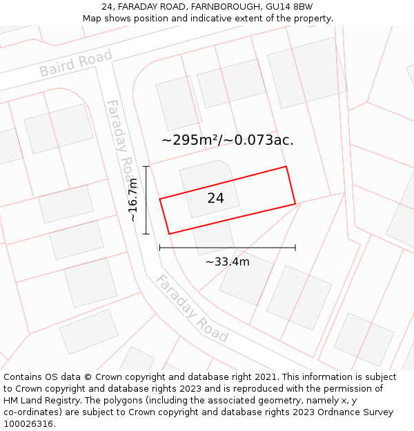 24, FARADAY ROAD, FARNBOROUGH, GU14 8BW: Plot and title map