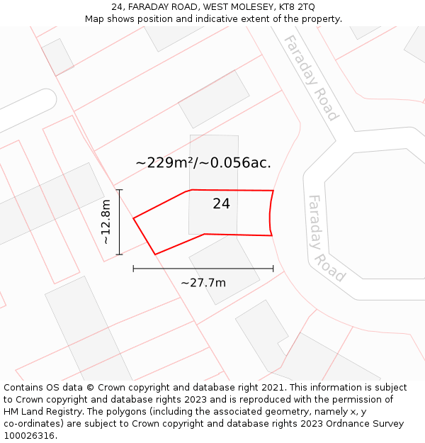 24, FARADAY ROAD, WEST MOLESEY, KT8 2TQ: Plot and title map