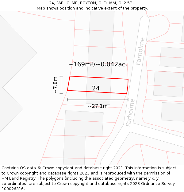 24, FARHOLME, ROYTON, OLDHAM, OL2 5BU: Plot and title map