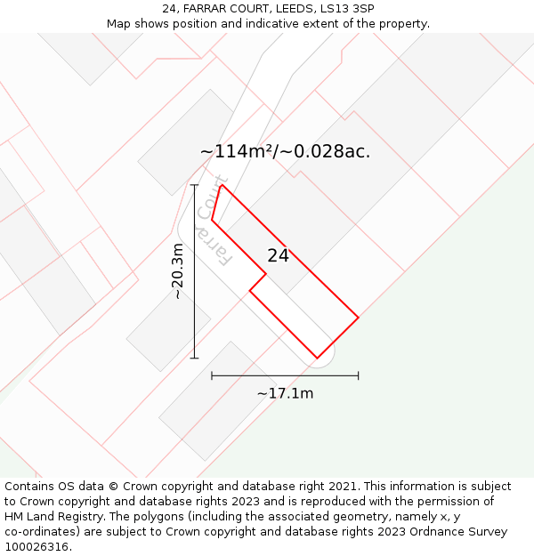 24, FARRAR COURT, LEEDS, LS13 3SP: Plot and title map