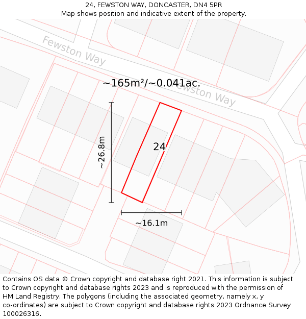 24, FEWSTON WAY, DONCASTER, DN4 5PR: Plot and title map