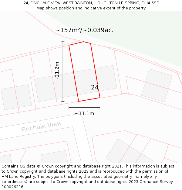 24, FINCHALE VIEW, WEST RAINTON, HOUGHTON LE SPRING, DH4 6SD: Plot and title map