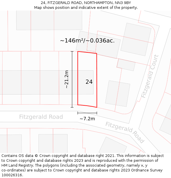 24, FITZGERALD ROAD, NORTHAMPTON, NN3 9BY: Plot and title map