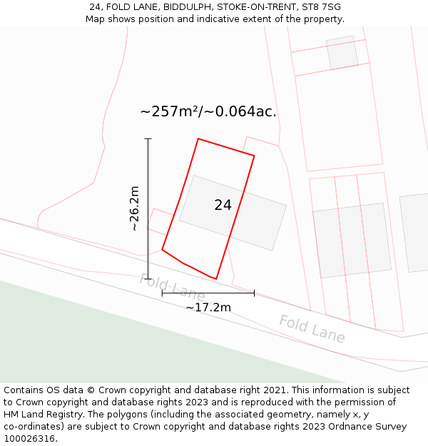 24, FOLD LANE, BIDDULPH, STOKE-ON-TRENT, ST8 7SG: Plot and title map