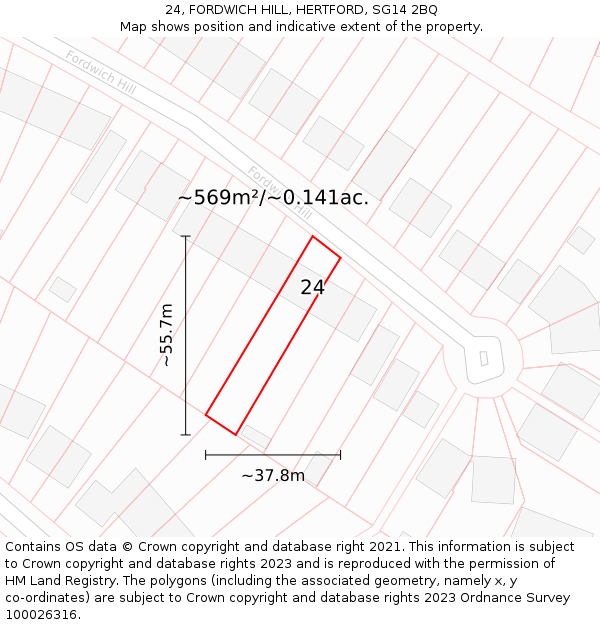 24, FORDWICH HILL, HERTFORD, SG14 2BQ: Plot and title map