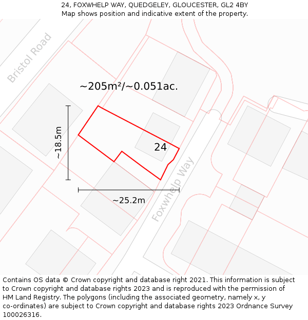 24, FOXWHELP WAY, QUEDGELEY, GLOUCESTER, GL2 4BY: Plot and title map