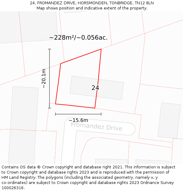 24, FROMANDEZ DRIVE, HORSMONDEN, TONBRIDGE, TN12 8LN: Plot and title map