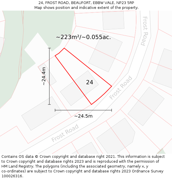24, FROST ROAD, BEAUFORT, EBBW VALE, NP23 5RP: Plot and title map