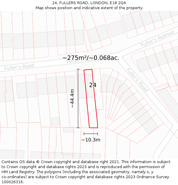 24, FULLERS ROAD, LONDON, E18 2QA: Plot and title map