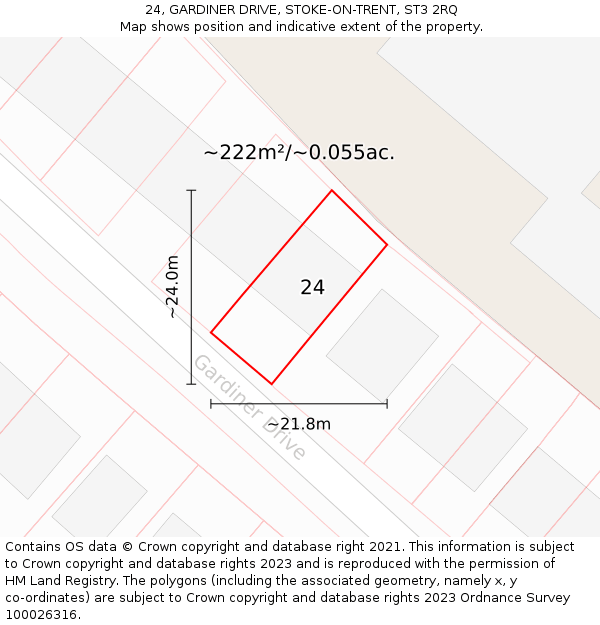24, GARDINER DRIVE, STOKE-ON-TRENT, ST3 2RQ: Plot and title map