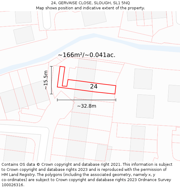 24, GERVAISE CLOSE, SLOUGH, SL1 5NQ: Plot and title map