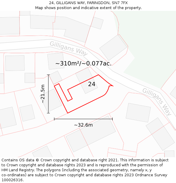 24, GILLIGANS WAY, FARINGDON, SN7 7FX: Plot and title map