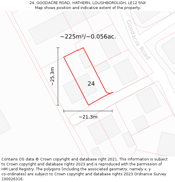 24, GOODACRE ROAD, HATHERN, LOUGHBOROUGH, LE12 5NX: Plot and title map