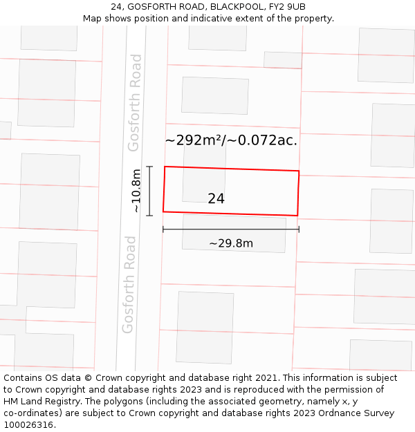 24, GOSFORTH ROAD, BLACKPOOL, FY2 9UB: Plot and title map