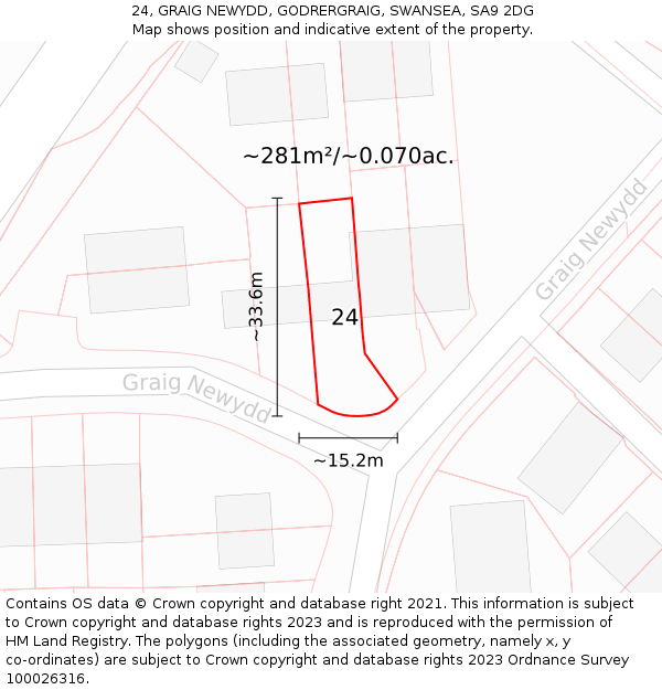 24, GRAIG NEWYDD, GODRERGRAIG, SWANSEA, SA9 2DG: Plot and title map