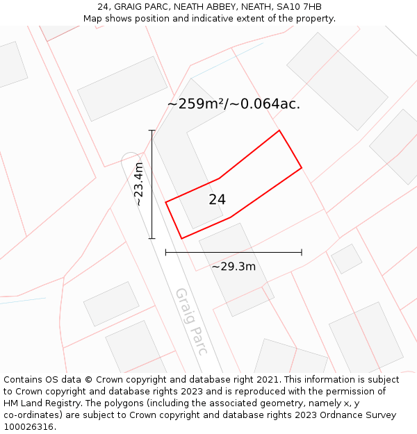 24, GRAIG PARC, NEATH ABBEY, NEATH, SA10 7HB: Plot and title map