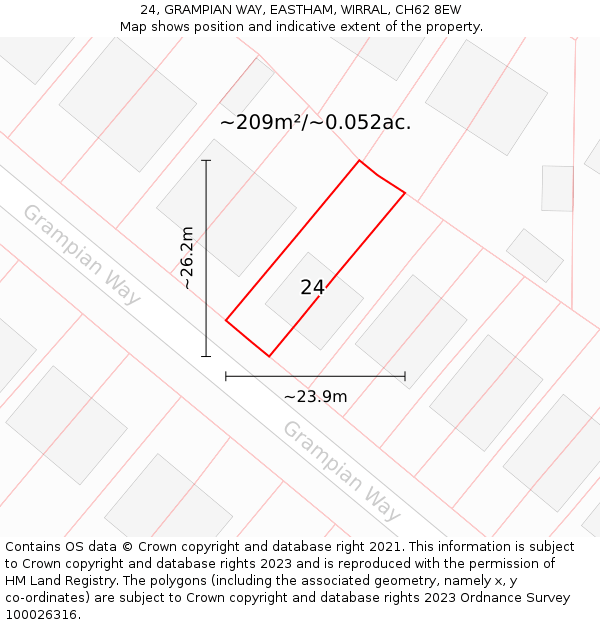 24, GRAMPIAN WAY, EASTHAM, WIRRAL, CH62 8EW: Plot and title map