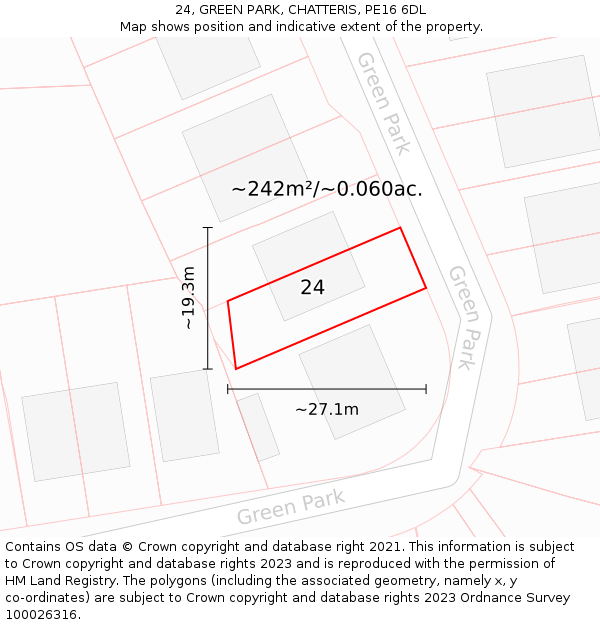 24, GREEN PARK, CHATTERIS, PE16 6DL: Plot and title map