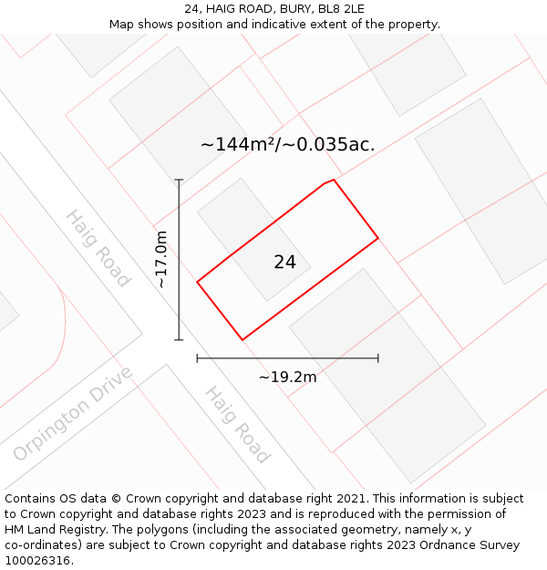 24, HAIG ROAD, BURY, BL8 2LE: Plot and title map