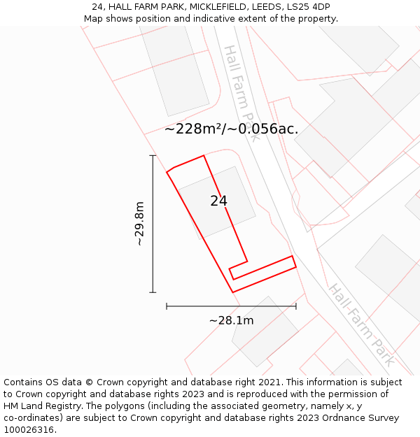 24, HALL FARM PARK, MICKLEFIELD, LEEDS, LS25 4DP: Plot and title map