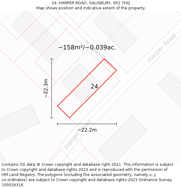 24, HARPER ROAD, SALISBURY, SP2 7HQ: Plot and title map