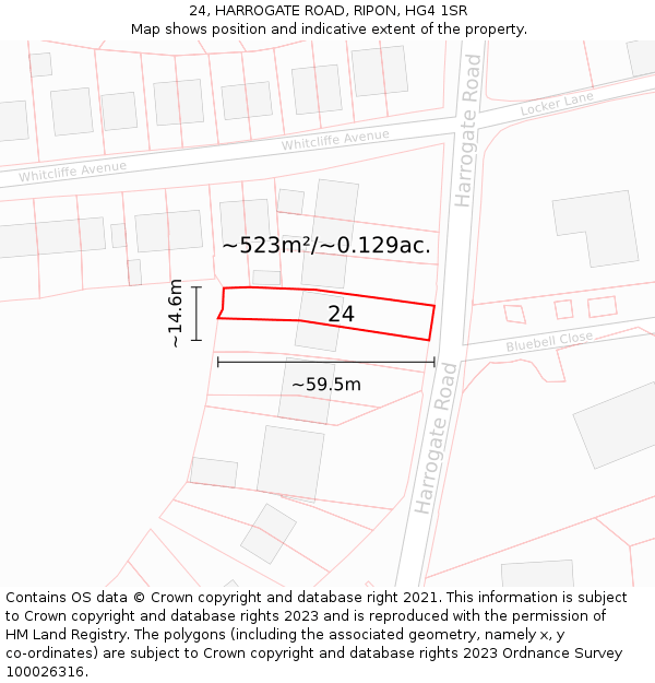 24, HARROGATE ROAD, RIPON, HG4 1SR: Plot and title map