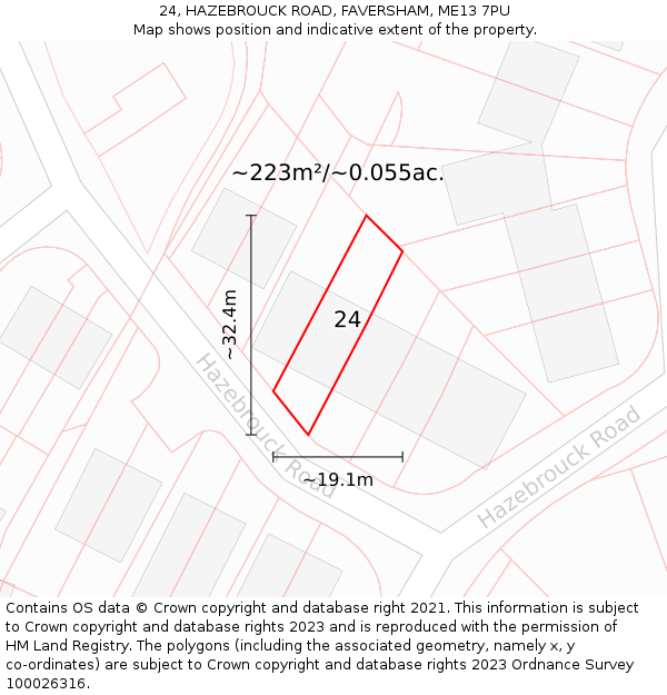 24, HAZEBROUCK ROAD, FAVERSHAM, ME13 7PU: Plot and title map