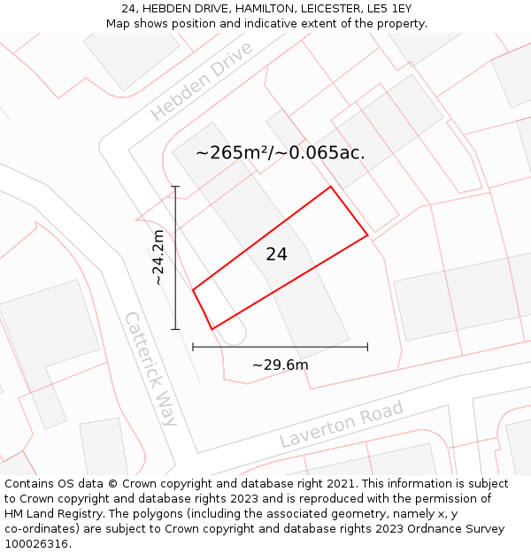 24, HEBDEN DRIVE, HAMILTON, LEICESTER, LE5 1EY: Plot and title map