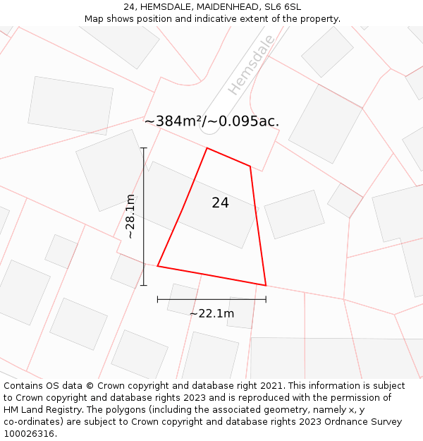 24, HEMSDALE, MAIDENHEAD, SL6 6SL: Plot and title map
