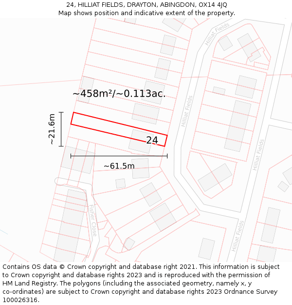24, HILLIAT FIELDS, DRAYTON, ABINGDON, OX14 4JQ: Plot and title map