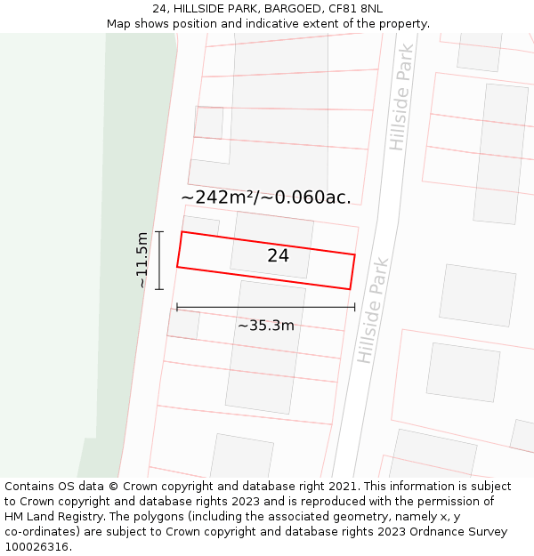 24, HILLSIDE PARK, BARGOED, CF81 8NL: Plot and title map
