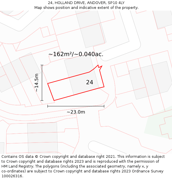 24, HOLLAND DRIVE, ANDOVER, SP10 4LY: Plot and title map