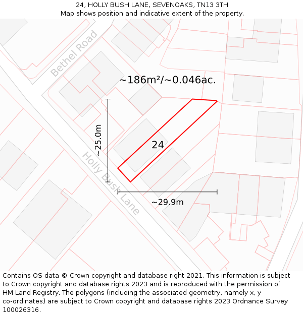 24, HOLLY BUSH LANE, SEVENOAKS, TN13 3TH: Plot and title map