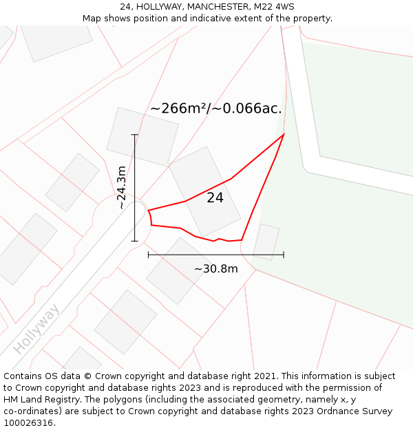 24, HOLLYWAY, MANCHESTER, M22 4WS: Plot and title map