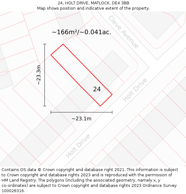 24, HOLT DRIVE, MATLOCK, DE4 3BB: Plot and title map